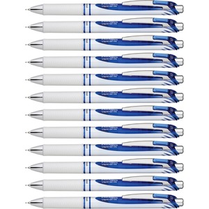 EnerGel+EnerGel+Pearl+Liquid+Gel+Pens+-+Fine+Pen+Point+-+0.5+mm+Pen+Point+Size+-+Needle+Pen+Point+Style+-+Refillable+-+Retractable+-+Blue+Gel-based+Ink+-+Pearl+White+Stainless+Steel+Barrel+-+1+Dozen