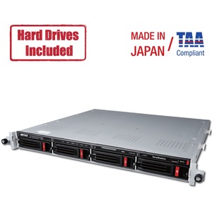 Buffalo TeraStation 5410RN Rackmount 32 TB NAS Hard Drives Included - Annapurna Labs Alpine AL-314 Quad-core (4 Core) 1.70 GHz - 4 x HDD Supported - 4 x HDD Installed - 32 TB Installed HDD Capacity - 4 GB RAM DDR3 SDRAM - Serial ATA/600 Controller - RAID Supported 0, 1, 5, 6, 10, JBOD - 4 x Total Bays - 10 Gigabit Ethernet - 3 USB Port(s) - 3 USB 3.0 Port(s) - Network (RJ-45) - AFP, SFTP, TCP/IP, FTP, CIFS/SMB, NFS, SNMP, iSCSI - Rack-mountable - TAA Compliant