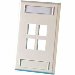 Ortronics Single Gang Keystone Faceplate, 4 Port, Fog White