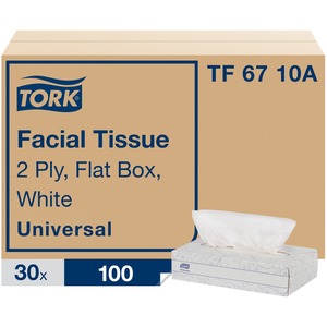 TORK+Universal+Facial+Tissue+Flat+Box+-+2+Ply+-+7.90%26quot%3B+Width+x+8.20%26quot%3B+Length+-+White+-+Paper+-+100%2FBox+-+30+%2F+Carton