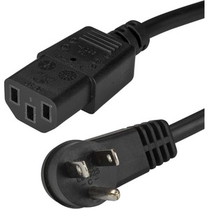 StarTech.com 15 ft Power Cord - Right-Angle NEMA 5-15P to C13 - Computer Power Cord - C13 Power Cord - Right Angle Power Cord - Connect your computer / monitor / printer to a wall outlet without blocking other outlets - Rated to carry 125V at 10A - 18 AWG - Right-angle plug positions the connector so that it sits off to the side of the wall outlet and frees up the second outlet for another cord - Lifetime warranty - PXTR101 / PXTR10115 / Computer Power Cord / C13 Power Cord / Right Angle Po