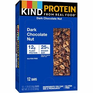 KIND Protein Bars - Trans Fat Free, Low Sodium, Gluten-free, Individually Wrapped - Dark Chocolate Nut - 1.76 oz - 12 / Box
