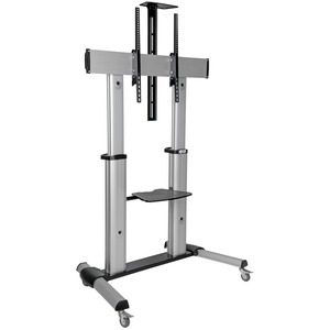 Tripp Lite Mobile Flat-Panel Floor Stand - 60" - 100" TVs and Monitors, Heavy-Duty - Up to 100" Screen Support - 99.79 kg Load Capacity - 46.02" (1168.91 mm) Height x 44" (1117.60 mm) Width x 27.60" (701.04 mm) Depth - Floor Stand - Aluminum, Steel - Black, Silver
