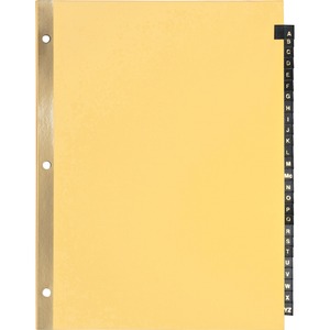 Business Source A-Z Black Leather Tab Index Dividers - 26 Printed Tab(s) - Character - A-Z - 8.5