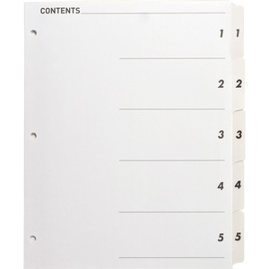Business Source Table of Content Quick Index Dividers - Printed Tab(s) - Digit - 1-5 - 5 Tab(s)/Set - 8.5