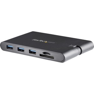 StarTech.com USB C Multiport Adapter - USB Type-C Mini Dock with HDMI 4K or VGA Video - 100W PD Passthrough, 3x USB 3.0, GbE, SD & MicroSD - USB-C Multiport adapter with 4K 30Hz HDMI or 1080p VGA video/3x USB-A 3.0 (support BC 1.2 1.5A fast-charge)/SD/microSD/GbE - Mini Travel Dock w/up to 100W Power Delivery passthrough - Auto driver setup Windows macOS ChromeOS iPadOS Android