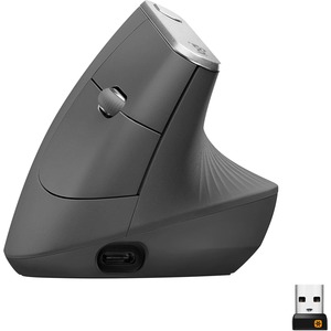 Logitech+MX+Vertical+Advanced+Ergonomic+Mouse+-+Optical+-+Cable%2FWireless+-+Bluetooth%2FRadio+Frequency+-+Graphite+-+1+Pack+-+USB+Type+C+-+4000+dpi+-+Scroll+Wheel+-+4+Button%28s%29+-+Right-handed