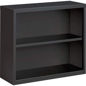 Lorell+Fortress+Series+Bookcase+-+34.5%26quot%3B+x+12.6%26quot%3B30%26quot%3B+-+2+Shelve%28s%29+-+Material%3A+Steel+-+Finish%3A+Charcoal%2C+Powder+Coated+-+Adjustable+Shelf%2C+Welded%2C+Durable