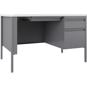 Lorell+Fortress+Series+48%26quot%3B+Right-Pedestal+Teachers+Desk+-+48%26quot%3B+x+30%26quot%3B29.5%26quot%3B+-+Box%2C+File+Drawer%28s%29+-+Single+Pedestal+on+Right+Side+-+T-mold+Edge+-+Finish%3A+Gray