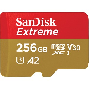 SanDisk Extreme 256 GB Class 10/UHS-I (U3) microSDXC - 160 MB/s Read - 90 MB/s Write - Lifetime Warranty