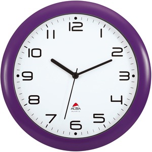 Alba+Wall+Clock+-+Analog+-+Quartz+-+White+Main+Dial+-+Purple+-+Classic+Style