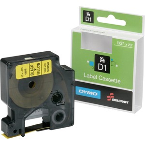 SKILCRAFT%C2%AE+Label+Cartridge+-+1%2F2%26quot%3B+Width+-+Semi-permanent+Adhesive+-+Rectangle+-+Black+On+Yellow+-+1+Each+-+TAA+Compliant