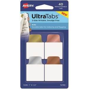 Avery%C2%AE+UltraTabs+Metallic+Color+2-sided+Mini+Tabs+-+40+Tab%28s%29+-+1.50%26quot%3B+Tab+Height+x+1%26quot%3B+Tab+Width+-+Clear+Film%2C+Gold+Paper%2C+Rose+Gold%2C+Copper+Tab%28s%29+-+40+%2F+Pack