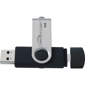 Compucessory+8GB+USB+2.0+Flash+Drive+-+8+GB+-+USB+2.0+-+Silver%2C+Black+-+1+Year+Warranty+-+1+Each