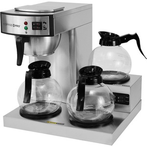 Coffee+Pro+3-Burner+Commercial+Coffee+Brewer+-+2.32+quart+-+36+Cup%28s%29+-+Multi-serve+-+Silver+-+Glass+Body