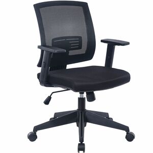 Lorell+SOHO+Mesh+Mid-back+Task+Chair+-+Black+Fabric+Seat+-+Black+Mesh+Back+-+Mid+Back+-+5-star+Base+-+Armrest+-+1+Each