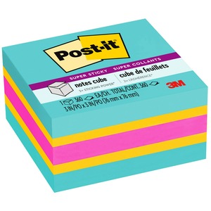 Post-it%C2%AE+Super+Sticky+Notes+Cube+-+3%26quot%3B+x+3%26quot%3B+-+Square+-+360+Sheets+per+Pad+-+Aqua+Splash%2C+Sunnyside%2C+Power+Pink+-+Paper+-+Sticky%2C+Recyclable+-+1+%2F+Pack