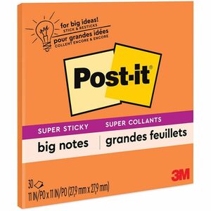 Post-it%C2%AE+Super+Sticky+Big+Note+-+30+x+Orange+-+11%26quot%3B+Flag%2FNote+Width+x+11%26quot%3B+Flag%2FNote+Length+-+Square+-+30+Sheets+per+Pad+-+Orange+-+Sticky%2C+Removable+-+1+Each
