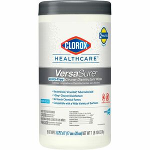 Clorox+Healthcare+VersaSure+Cleaner+Disinfectant+Wipes+-+8%26quot%3B+Length+x+6.75%26quot%3B+Width+-+85+%2F+Canister+-+1+Each+-+Disinfectant%2C+Durable%2C+Alcohol-free%2C+Chemical-free%2C+Fragrance-free%2C+Fume-free%2C+Bleach-free%2C+Strong+-+White