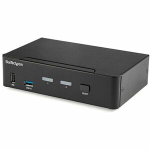 StarTech 2 Port DisplayPort KVM Switch - 4K 60Hz - Single Display - UHD DP 1.2 USB KVM Switch with USB 3.0 Hub & Audio - TAA Compliant