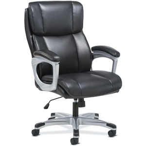 Sadie+3-Fifteen+Executive+Leather+Chair+-+Black+Plush%2C+Bonded+Leather+Seat+-+Black+Plush%2C+Bonded+Leather+Back+-+High+Back+-+5-star+Base+-+1+Each