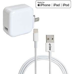 4XEM iPad Charging Kit - 3FT Lightning 8Pin Cable with 12W iPad wall charger - MFi Certified