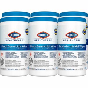 Clorox+Healthcare+Bleach+Germicidal+Wipes+-+Ready-To-Use+-+5%26quot%3B+Length+x+6%26quot%3B+Width+-+150+%2F+Canister+-+300+%2F+Pallet+-+Anti-corrosive%2C+Residue-free+-+White