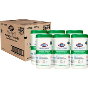 Clorox+Healthcare+Hydrogen+Peroxide+Cleaner+Disinfectant+Wipes+-+155+%2F+Canister+-+6+%2F+Carton+-+Bleach-free%2C+Antibacterial+-+White