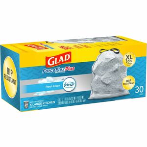 Glad+ForceFlexPlus+X-Large+Kitchen+Drawstring+Bags+-+Fresh+Clean+with+Febreze+Freshness+-+Large+Size+-+20+gal+Capacity+-+24.02%26quot%3B+Width+x+32.01%26quot%3B+Length+-+Drawstring+Closure+-+Gray+-+360%2FCarton+-+30+Per+Box+-+Home%2C+Garbage%2C+Office%2C+Kitchen