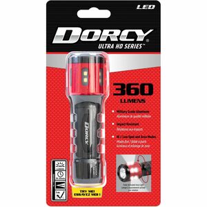 Dorcy+Ultra+HD+Series+Twist+Flashlight+-+360+lm+Lumen+-+3+x+AAA+-+Battery+-+Impact+Resistant+-+Black%2C+Red+-+1+Each