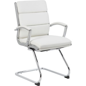 Boss+Executive+CaressoftPlus+Chair+with+Metal+Chrome+Finish+-+Guest+Chair+-+White+Vinyl+Seat+-+White+Vinyl+Back+-+Chrome+Frame+-+Mid+Back+-+Cantilever+Base+-+1+Each
