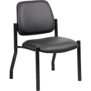 Boss+Antimicrobial+Armless+Guest+Chair%2C+300+lb.+Weight+Capacity+-+Black+Vinyl+Seat+-+Black+Vinyl+Back+-+Black+Steel+Frame+-+Mid+Back+-+Four-legged+Base