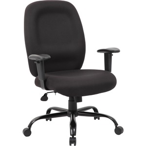 Boss+Heavy+Duty+Task+Chair-+400+lbs+-+Black+Crepe+Fabric+Seat+-+Black+Crepe+Fabric+Back+-+Black+Frame+-+5-star+Base+-+Armrest+-+1+Each