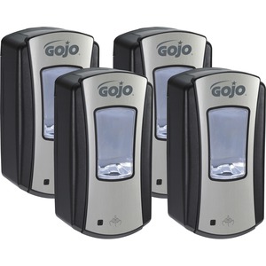 Gojo%C2%AE+LTX-12+Touch-free+Foam+Soap+Dispenser+-+Automatic+-+1.27+quart+Capacity+-+Site+Window%2C+Refillable%2C+Touch-free%2C+Lockable%2C+Skylight+-+Chrome%2C+Black+-+4+%2F+Carton