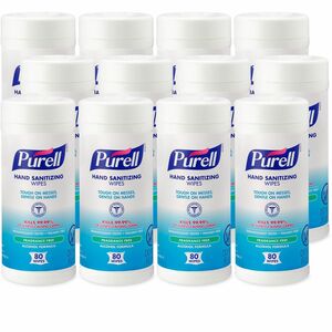 PURELL%C2%AE+Alcohol+Hand+Sanitizing+Wipes+-+White+-+80+Per+Canister+-+12+%2F+Carton