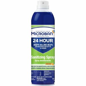 Microban+Professional+Sanitizing+Spray+-+15+fl+oz+%280.5+quart%29+-+Citrus+Scent+-+1+Bottle+-+Antimicrobial%2C+Disinfectant+-+Clear