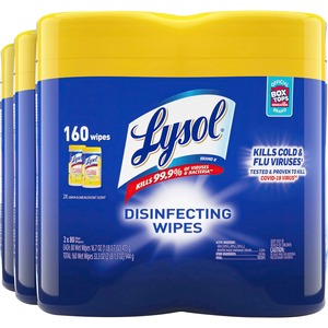 Lysol+Disinfecting+Wipes+-+Lemon+Lime+Scent+-+80+%2F+Canister+-+6+%2F+Carton+-+Pre-moistened%2C+Disinfectant%2C+Antibacterial+-+White