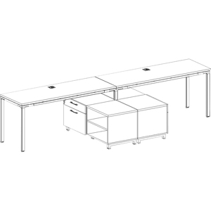 Boss 2 Desks Side by Side with 2 Cabinets - 66