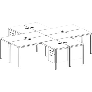 Boss 4 - L Shaped Desk Units, 4 Pedestals - 48