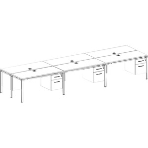 Boss 6 Desks 3 Side by Side and 3 Face to Face with 6 Pedestals - 60