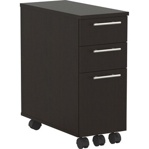 Safco+Skinny+Pedestal+-+3-Drawer+-+10.8%26quot%3B+x+23%26quot%3B+x+24.5%26quot%3B+-+3+Drawer%28s%29+-+Material%3A+Medium+Density+Fiberboard+%28MDF%29+-+Finish%3A+Mocha