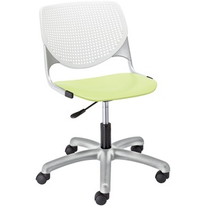 KFI Kool Task Chair With Perforated Back - Lime Green Polypropylene Seat - White Polypropylene, Aluminum Alloy Back - Powder Coated Silver Tubular Steel Frame - 5-star Base - 1 Each