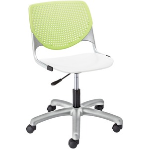 KFI Kool Task Chair With Perforated Back - White Polypropylene Seat - Lime Green Polypropylene, Aluminum Alloy Back - Powder Coated Silver Tubular Steel Frame - 5-star Base - 1 Each