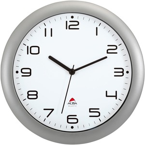 Alba+Wall+Clock+-+Analog+-+Quartz+-+White+Main+Dial+-+Metallic+Gray+-+Classic+Style