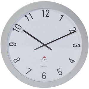 Alba+Wall+Clock+-+Analog+-+Quartz+-+White+Main+Dial+-+Gray%2FPlastic+Case