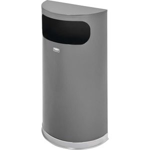 Rubbermaid+Commercial+9-gallon+Half+Round+Indoor+Decorative+Waste+Container+-+9+gal+Capacity+-+Half-round+-+Fire-Safe%2C+Recyclable+-+32.5%26quot%3B+Height+x+17.6%26quot%3B+Width+x+8.8%26quot%3B+Depth+-+Steel%2C+Vinyl%2C+Metal+-+Chrome+-+1+Each