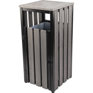 Lorell+Faux+Wood+Outdoor+Waste+Bin+-+Rectangular+-+Weather+Resistant+-+33.6%26quot%3B+Height+-+Polystyrene+-+Weathered+Charcoal+-+1+Each