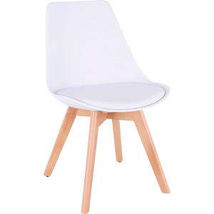 Lorell Curved Plastic Shell Guest Chair - Fabric Seat - Four-legged Base - White - Plastic - 1 Each