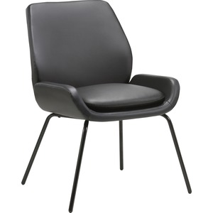 Lorell+U-Shaped+Seat+Guest+Chair+-+Bonded+Leather+Seat+-+Bonded+Leather+Back+-+Black+-+1+Each