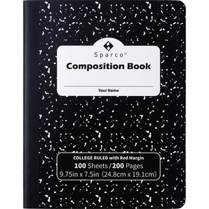 Sparco College Ruled Composition Notebook - 100 Pages - Sewn - Front Ruling Surface - 2.10
